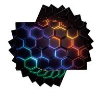Lot de 6 Sets de Table, Géométrie technologique Grille hexagonale illuminée, Sets de Table de Vacances, Lavables Sets de Tables Cuisine décoration de fête, 30x45cm