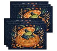 Lot de 6 sets de table Halloween citrouilles amphibiens magiciens