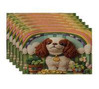 Lot de 6 sets de table imprimés de chien Cavalier King Charles de St.Patrick, 30,5 x 45,7 cm, chiot tricoté pour dîner, vacances de campagne, décoration de cuisine