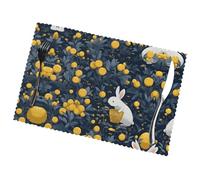 Lot de 6 sets de table imprimés Moon Rabbit résistants à la chaleur, adaptés pour un usage quotidien