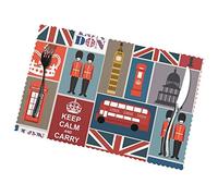 Lot de 6 sets de table imprimés symboles anglais 30,5 x 45,7 cm - Sets de table résistants à la chaleur pour Noël et fêtes de fin d'année