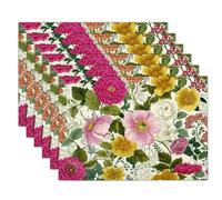 Lot de 6 Sets de Table, Jardin Rétro Lavable Napperons Résiste à la Chaleur Antidérapant Fleurs en Fleurs Dessous de Table pour Cuisine ou Table à Manger, Vert Sauge