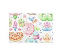 Lot de 6 sets de table lavables élégants et durables pour table de salle à manger Motif cupcakes beignets Muffins Sucre 30,5 x 45,7 cm