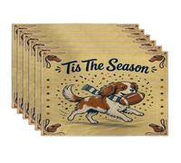 Lot de 6 sets de table lavables en forme de chien Cavalier King Charles Spaniel, 30,5 x 45,7 cm, motif ballon de football vintage, décoration de cuisine