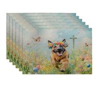 Lot de 6 sets de table lavables en forme de chien malinois belge, 30,5 x 45,7 cm, motif croix d'œufs, pour la maison, le dîner, les fêtes d'animaux domestiques, la cuisine
