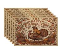 Lot de 6 sets de table lavables en forme de chien mastiff de l'Action de grâce, 30,5 x 45,7 cm, pour salle à manger, fête d'automne, décoration de cuisine