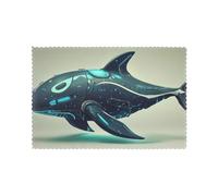 Lot de 6 sets de table lavables en forme de dauphins mécaniques bleus et noirs, faciles à nettoyer, adaptés pour une utilisation en intérieur et en extérieur