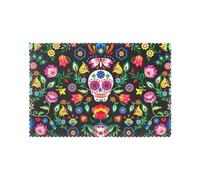 Lot de 6 sets de table lavables en sucre et crânes et fleurs pour table de salle à manger, 30,5 x 45,7 cm