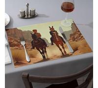 Lot de 6 sets de table lavables Motif deux cavaliers à cheval