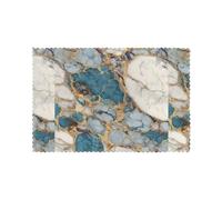 Lot de 6 sets de table lavables résistants à la chaleur - 30,5 x 45,7 cm - YYHHAOFA - Motif marbre bleu aqua - Décoration de table pour maison, hôtel et banquet
