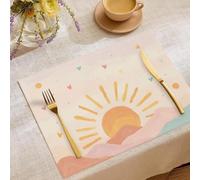 Lot De 6 Sets De Table Lin Lever De Soleil Montagnes Sets de Table Bohême, Lavable Antidérapant Set De Tables pour Salle À Manger Cuisine 45X30Cm