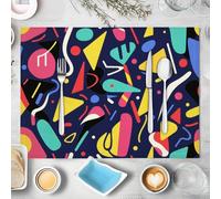 Lot de 6 Sets de Table Moderne Abstrait, Sets de Table Coloré imprimés Géométrie Cercle Triangle Rectangulaire Lavables, pour Cuisine Salle à Manger intérieur ou extérieur fête 45x30cm