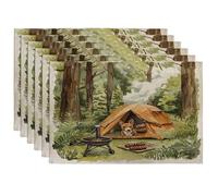 Lot de 6 sets de table motif chien Basenji printanier, 30,5 x 45,7 cm, tente de barbecue, tapis de table saisonnier pour la maison, les vacances, la cuisine