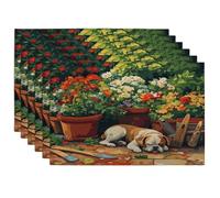 Lot de 6 sets de table motif chien boxeur printanier, 30,5 x 45,7 cm, jolis pots de fleurs et plantes saisonniers pour la maison, les vacances, la cuisine