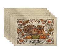 Lot de 6 sets de table motif chien Bullmastiffs - 30,5 x 45,7 cm - Vintage - Turquie d'automne - Décoration de cuisine