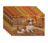 Lot de 6 sets de table motif chien Cavalier King Charles Spaniel, 30,5 x 45,7 cm, motif automnal, camping, camion, scénique, pour dîner, vacances, décoration de cuisine