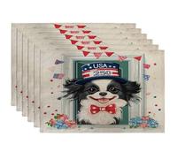 Lot de 6 sets de table motif chien japonais 250 ans, 30,5 x 45,7 cm, fenêtre américaine pour dîner à la maison, fête du 4 juillet, décoration de cuisine