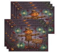 Lot de 6 sets de table Motif épouvantail Happy Halloween