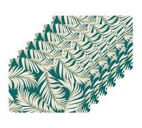 Lot de 6 Sets de Table Motif Feuillage avec Encre métallique Arlo - 30 x 45 cm - Or et Vert