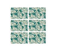 - Lot de 6 sets de table motif feuillage avec encre métallique ARLO - 30 x 45 cm - Or et vert - Arlo