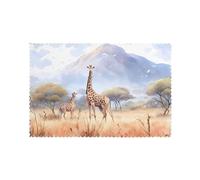 Lot de 6 sets de table motif girafe africaine savane - Résistant aux hautes températures - Facile à nettoyer - Isolation thermique - Convient pour les réunions de famille.