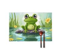 Lot de 6 sets de table motif grenouille dans un étang - Résistants à la chaleur - Antidérapants - Pour décoration de table de salle à manger - Pour intérieur et extérieur - 30,5 x 45,7 cm