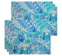 Lot de 6 sets de table motif singe tropical, motif jungle amusant, pour table à manger, été, antidérapant, lavable, pour intérieur et extérieur, cuisine, fête