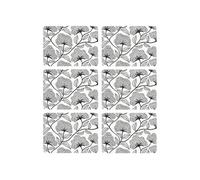- Lot de 6 sets de table motifs ginkgo CASSIA - 28 x 43 cm - Beige et noir - Cassia
