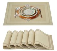Lot de 6 sets de table, Napperon résistant à la chaleur 30x46cm, Napperon antidérapant lavable en PVC tissé en vinyle, Napperons de table en plastique isolants de qualité supérieure faciles à nettoyer