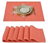 Lot de 6 sets de table, Napperon résistant à la chaleur 30x46cm, Napperon lavable antidérapant en PVC tissé en vinyle, facile à nettoyer, Matelas de bureau en plastique isolant de qualité supérieure