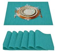 Lot de 6 sets de table, Napperon résistant à la chaleur 30x46cm, Napperon lavable antidérapant en PVC tissé en vinyle, Napperon en plastique premium facile à nettoyer pour bureau, salle à manger