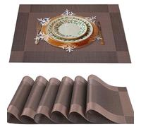 Lot de 6 sets de table, Napperon résistant à la chaleur 30x46cm, Napperon lavable antidérapant en PVC tissé en vinyle, Napperon en plastique de qualité supérieure facile à nettoyer pour bureau, salle