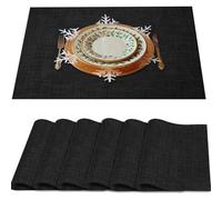 Lot de 6 sets de table, napperons résistants à la chaleur 30,5x45,7 cm, en PVC lavable antidérapant, en vinyle tissé, facile à nettoyer, napperons en plastique de qualité supérieure pour bureau, salle