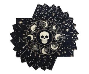 Lot de 6 Sets de Table, Phénomènes célestes mystérieux Étoile de la Lune Crâne | Sets de Table de Vacances, Lavables Sets de Tables Cuisine décoration de fête, 30x45cm