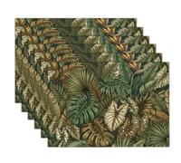 Lot de 6 Sets de Table, Plantes rétro Feuilles de Palmier Monstera | Sets de Table de Vacances, Lavables Sets de Tables Cuisine décoration de fête, 30x45cm