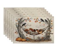 Lot de 6 sets de table pour Halloween, motif chien Cavalier King Charles Spaniel, 30,5 x 45,7 cm, squelette fantôme pour salle à manger, décoration de maison et de cuisine