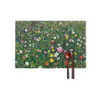 Lot de 6 sets de table pour table de salle à manger, motif champ de fleurs sauvages, antidérapants, résistants à la chaleur, lavables, tapis de protection pour intérieur et extérieur