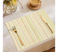 Lot de 6 Sets de Table Rayures Verticales Simples, Mode Minimalisme Coton et Lin Lavables Antidérapants Jaune Clair Set de Table, décoration pour Cuisine Salle à Manger Vacances fête 45x30cm