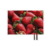 Lot de 6 sets de table résistants à la chaleur pour table de salle à manger, sets de table tissés antidérapants pour cuisine, intérieur/extérieur, fraises fraîches