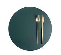 Lot de 6 sets de table ronds lavables - Bicolore - En cuir synthétique - Imperméables - Pour la maison, la cuisine, le restaurant et l'hôtel - 32 cm (vert/beige