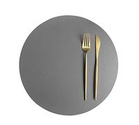 Lot de 6 sets de table ronds lavables - Bicolore - En cuir synthétique - Imperméables - Pour la maison, la cuisine, le restaurant et l'hôtel - 32 cm (gris foncé + beige)