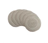 Lot de 6 Sets de Table Ronds Tissés 38cm en Polyester, Blanc Café, Antidérapants Style Nordique, Idéals pour la Maison, la Cuisine et la Table à Manger, Parfaits pour Fêtes, Anniversaires, Mariages et