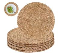 Lot de 6 sets de table ronds tissés en rotin - 33 cm - En paille naturelle - Pour cuisine, maison, décoration de mariage