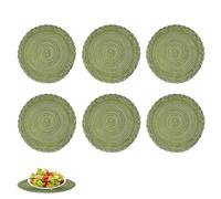 Lot de 6 sets de table ronds tressés de 30 cm, lavables, résistants pour la maison, la cuisine, la salle à manger, le restaurant, l'hôtel (vert)