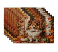 Lot de 6 sets de table rustiques en forme de chien de berger Shetland, 30,5 x 45,7 cm, motif ferme d'automne en bois pour salle à manger, décoration de maison de vacances cool