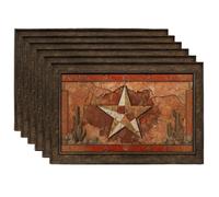 Lot de 6 sets de table rustiques en forme d'étoile du désert - Marron - Style occidental - Pour table à manger - Antidérapants - Lavables - Pour intérieur et extérieur