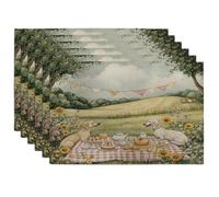 Lot de 6 sets de table saisonniers motif chien Saluki printanier, 30,5 x 45,7 cm, joli terrain de pique-nique pour la maison, les vacances, les fêtes d'animaux domestiques, décoration de cuisine