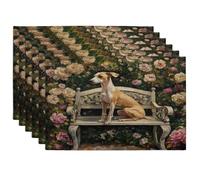 Lot de 6 sets de table saisonniers motif chien whippet printanier, 30,5 x 45,7 cm, motif floral romantique, pour salle à manger, fête d'animaux domestiques, décoration de cuisine