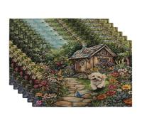 Lot de 6 sets de table saisonniers pour la maison, les fêtes d'animaux domestiques, les fêtes et la cuisine - Motif chien havanais - 30,5 x 45,7 cm