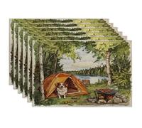 Lot de 6 sets de table saisonniers pour maison, repas à la maison, fête d'animaux domestiques, fête de vacances pour animaux domestiques, décoration de cuisine, 30,5 x 45,7 cm